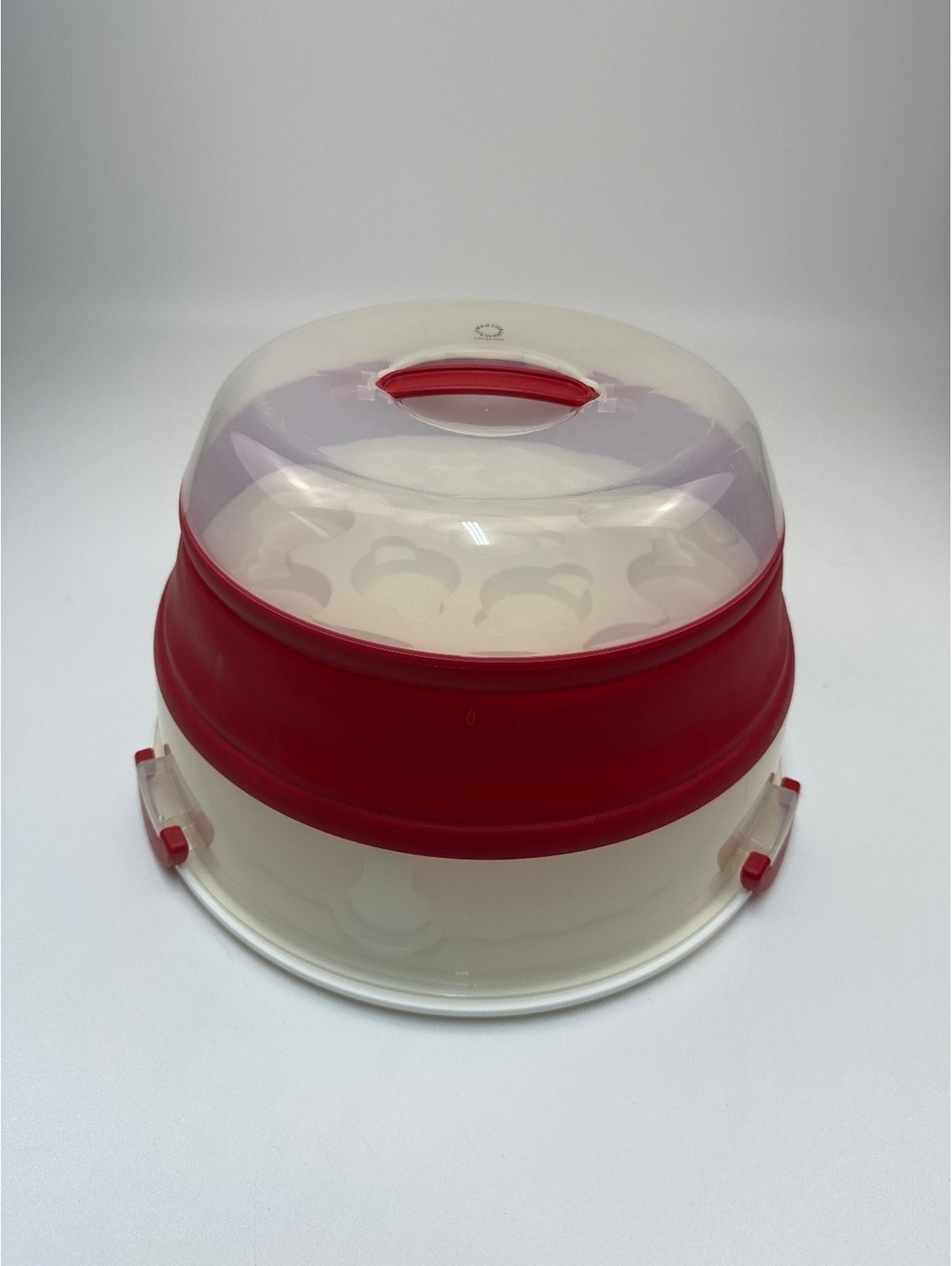 Martha Stewart Collection Red and White Plastic Cupcake Carrier with Handle
